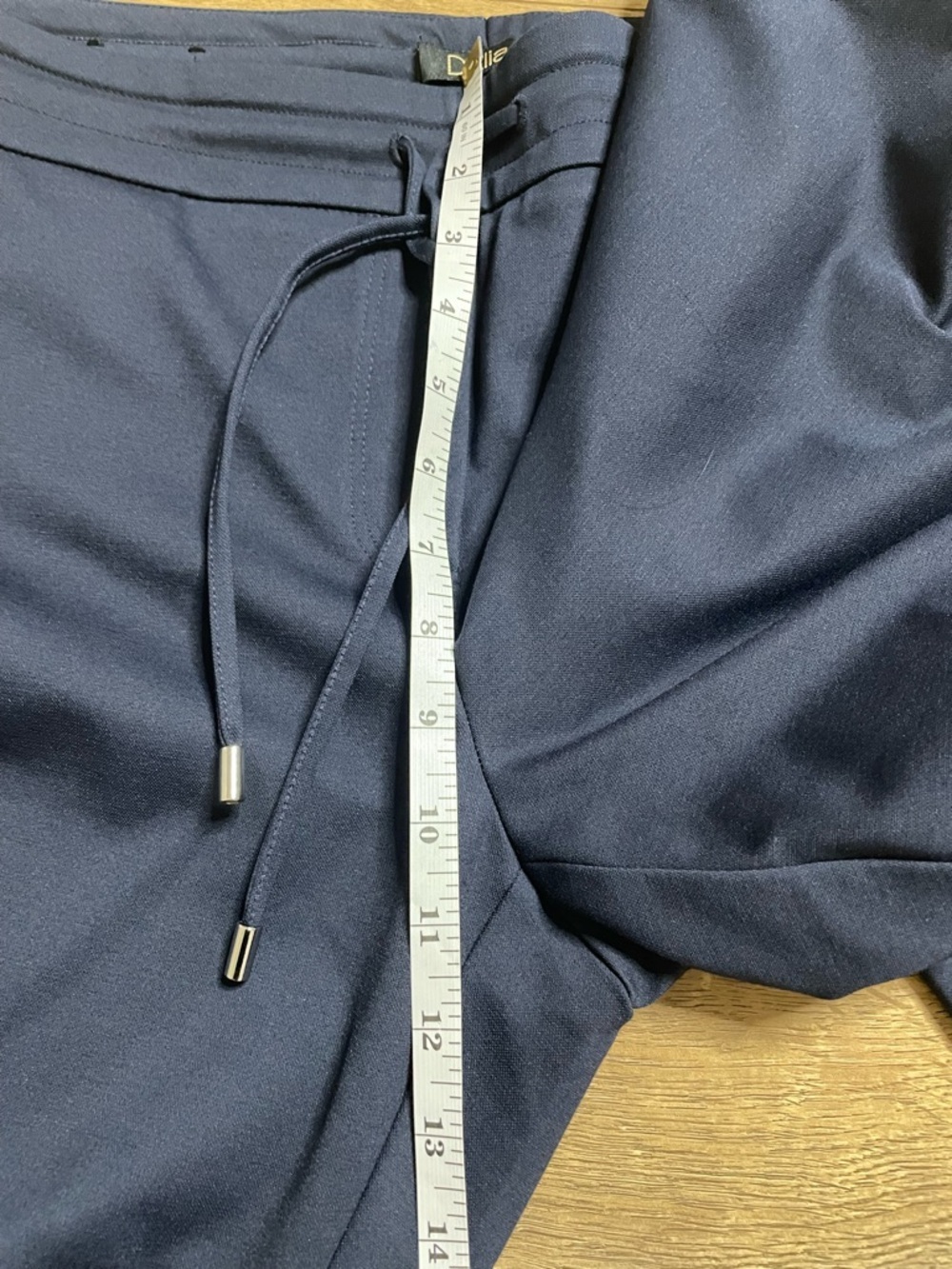 Dalia Navy Stretch Pull-On straight-leg trousers with drawstring waist size L - Picture 8 of 12